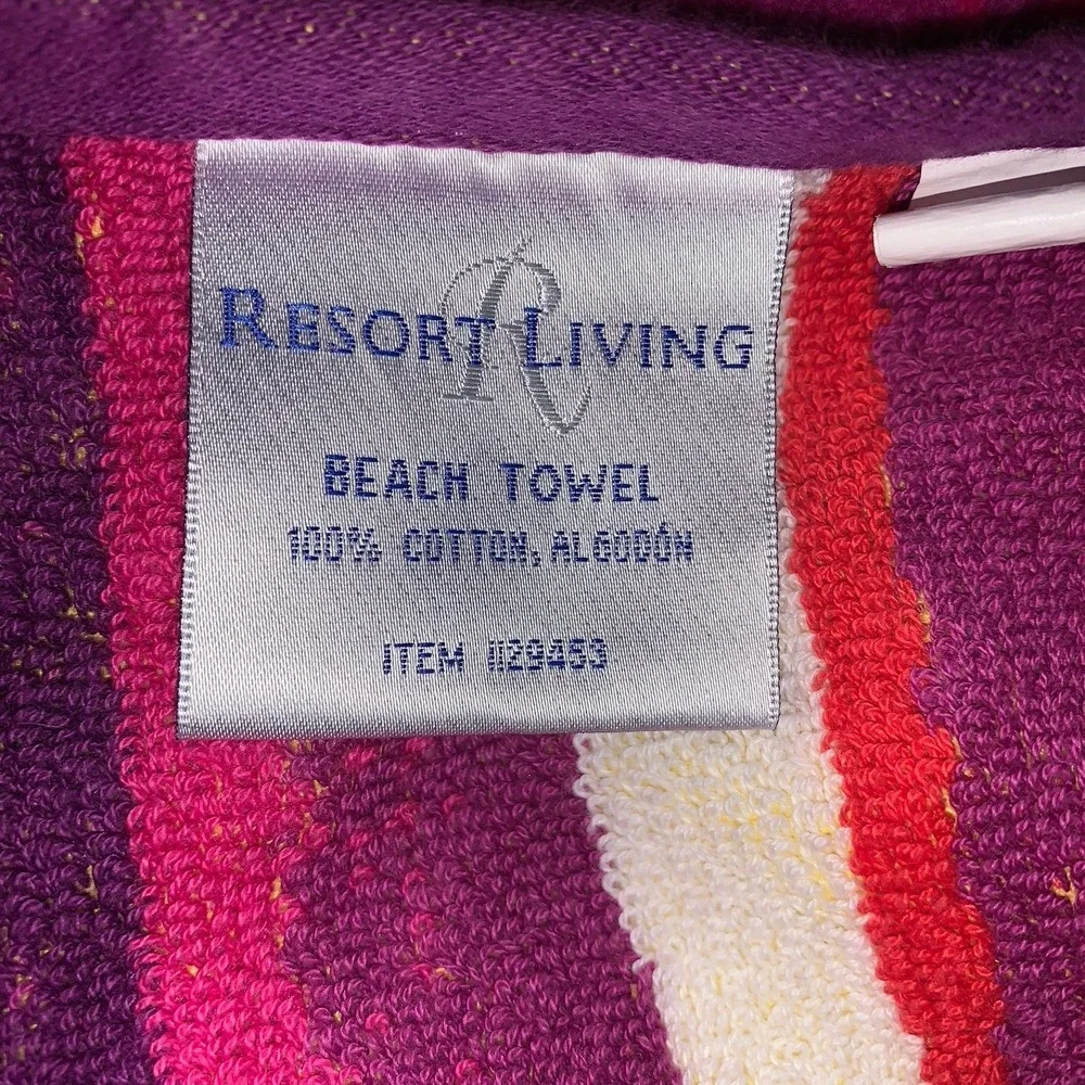 Resort Living Beach Towel‎ Thick Cotton Purple Orange Stripe 68
